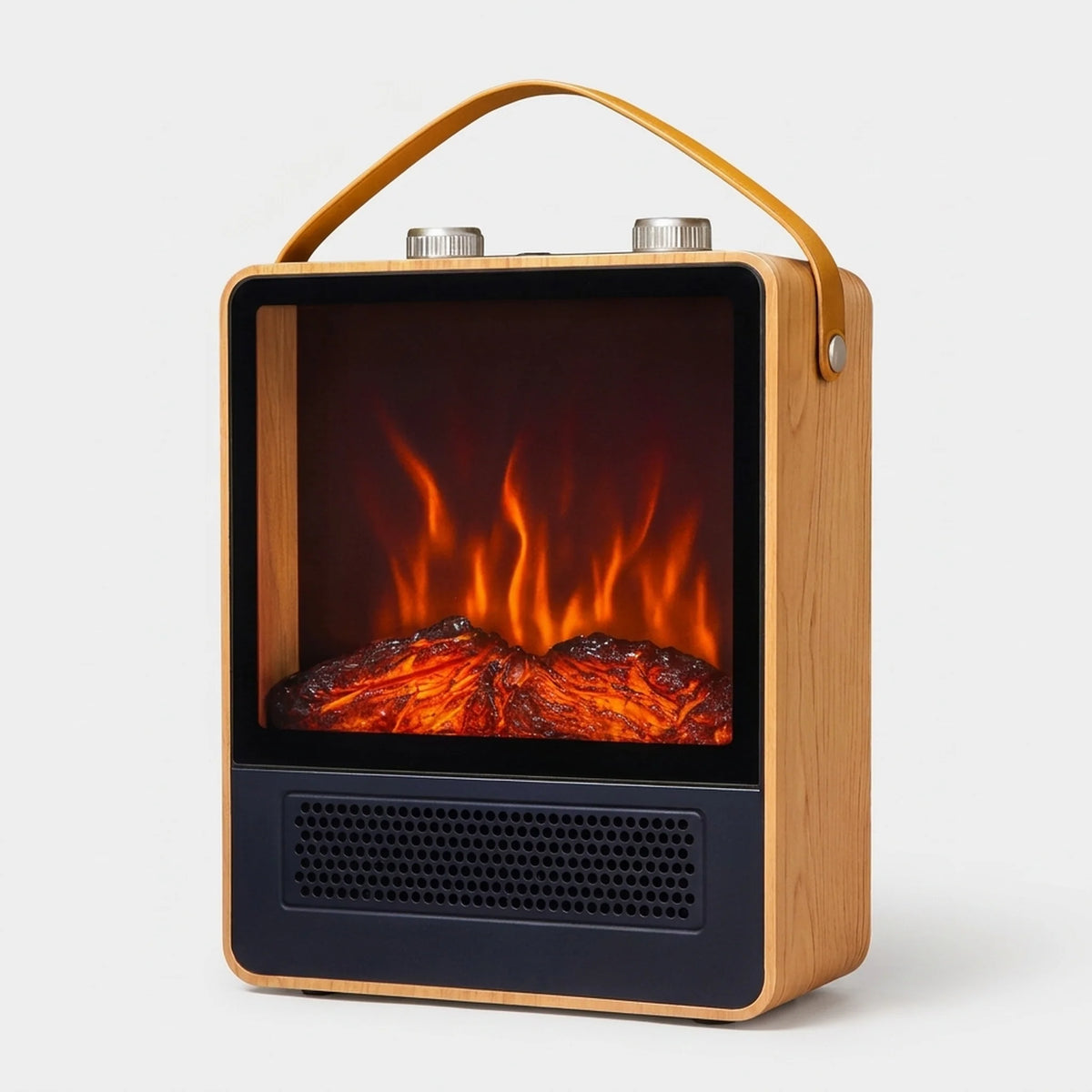 Portable Fireplace Heater 3D Flame 1500W Tip-Over Protection
