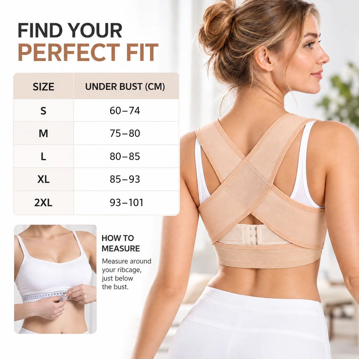 Posture Brace X-Shaped Back Adjustable Hook-and-Eye Closure