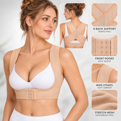 Posture Brace X-Shaped Back Adjustable Hook-and-Eye Closure