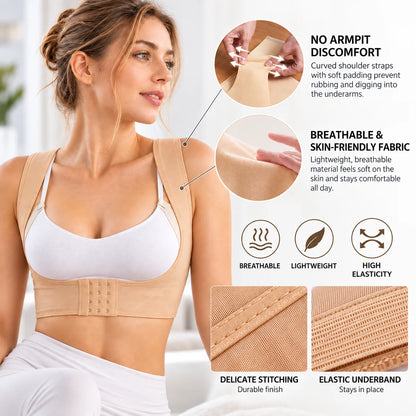 Posture Brace X-Shaped Back Adjustable Hook-and-Eye Closure