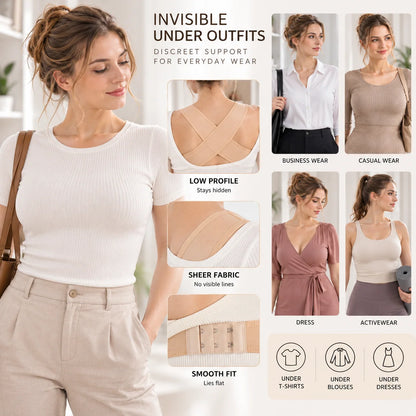 Posture Brace X-Shaped Back Adjustable Hook-and-Eye Closure