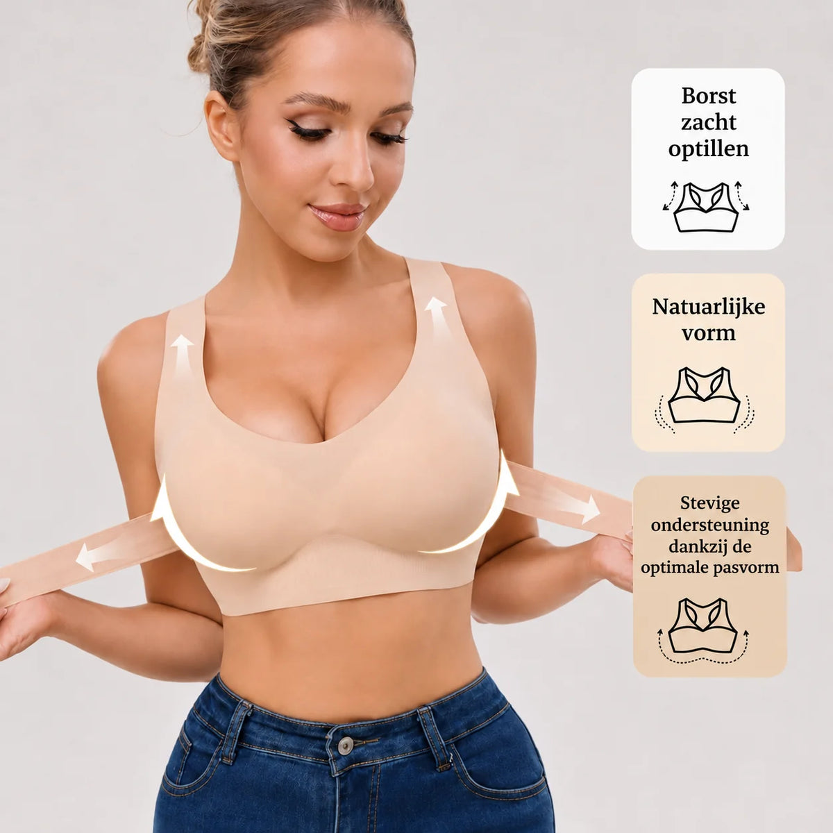 Posture Support Bra X-Back Design Front Hook Closure