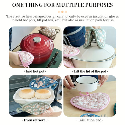 Pot Holder Set Heat Resistant Heart Shaped 2 Pieces