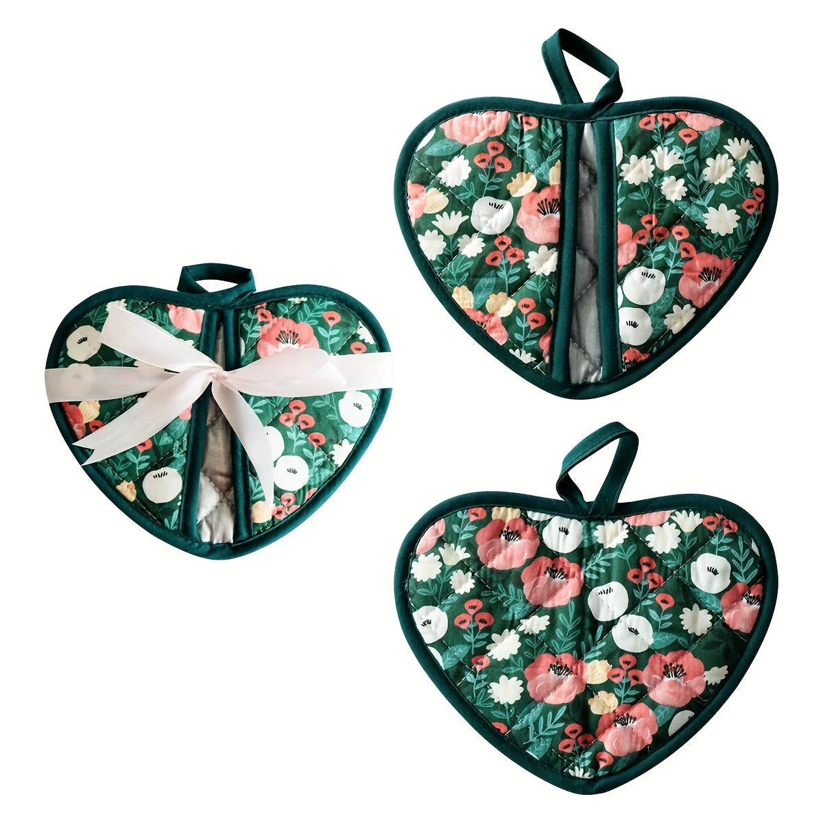 Pot Holder Set Heat Resistant Heart Shaped 2 Pieces