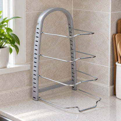 Pot Lid Rack Metal Wire 4-Slot Vertical Freestanding Storage