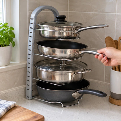 Pot Lid Rack Metal Wire 4-Slot Vertical Freestanding Storage