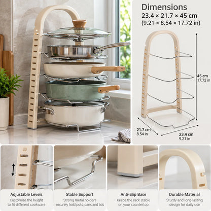 Pot Lid Rack Metal Wire 4-Slot Vertical Freestanding Storage