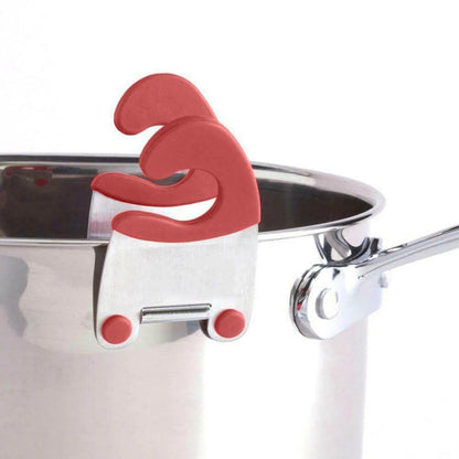 Pot Side Spoon Holder Clip-On Drip-Back Design Heat-Resistant Silicone Grip