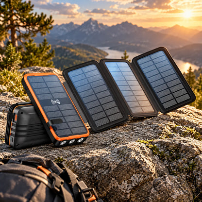 Power Bank 20,000 mAh Wireless & Solar Shock-Resistant Case