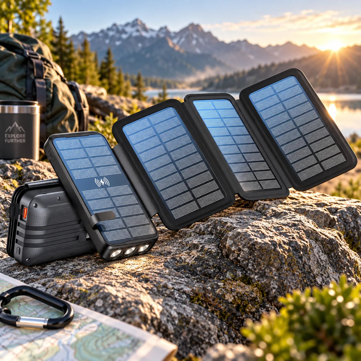 Power Bank 20,000 mAh Wireless & Solar Shock-Resistant Case
