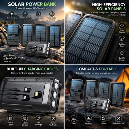 Power Bank 20,000 mAh Wireless & Solar Shock-Resistant Case