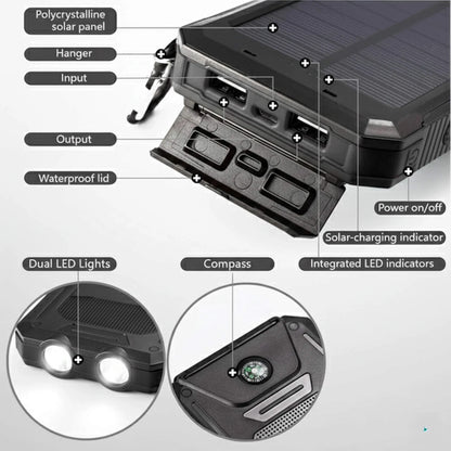 Power Bank Solar High Capacity Dual USB