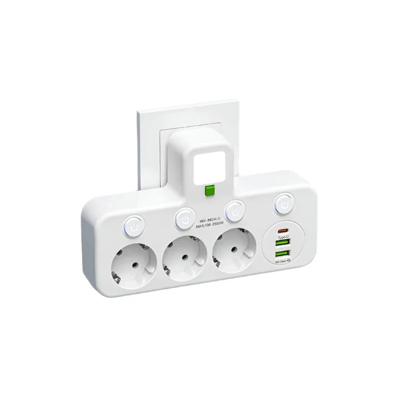 Power Strip 4 Outlets USB Charging Child Safety Lock