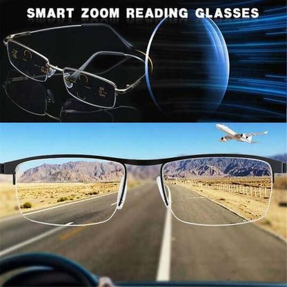 Progressive Glasses Light-Adaptive UV & Blue Light Titanium Frame