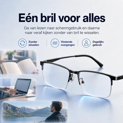 Progressive Glasses Light-Adaptive UV & Blue Light Titanium Frame