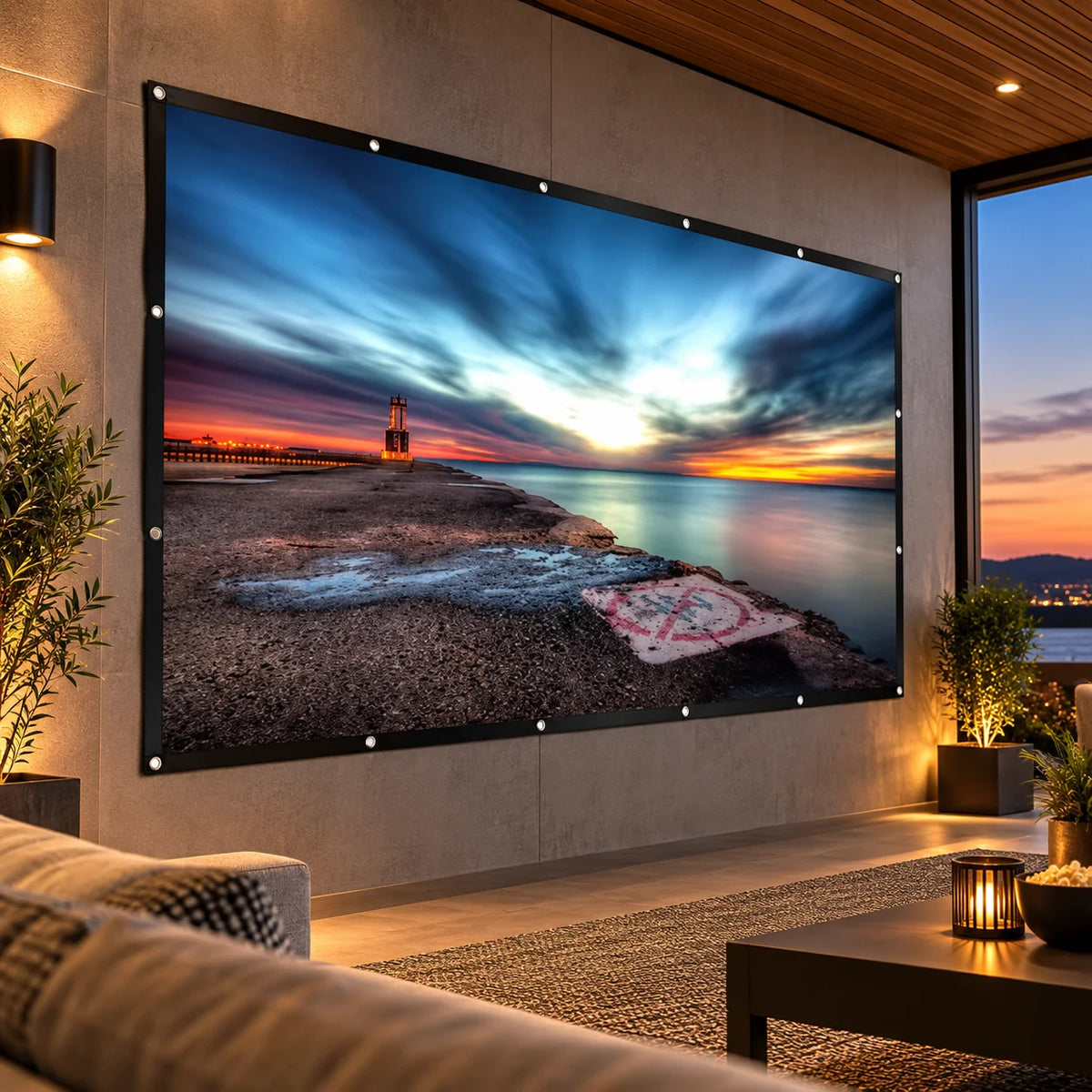 Projector Screen 120-Inch Widescreen Smooth White