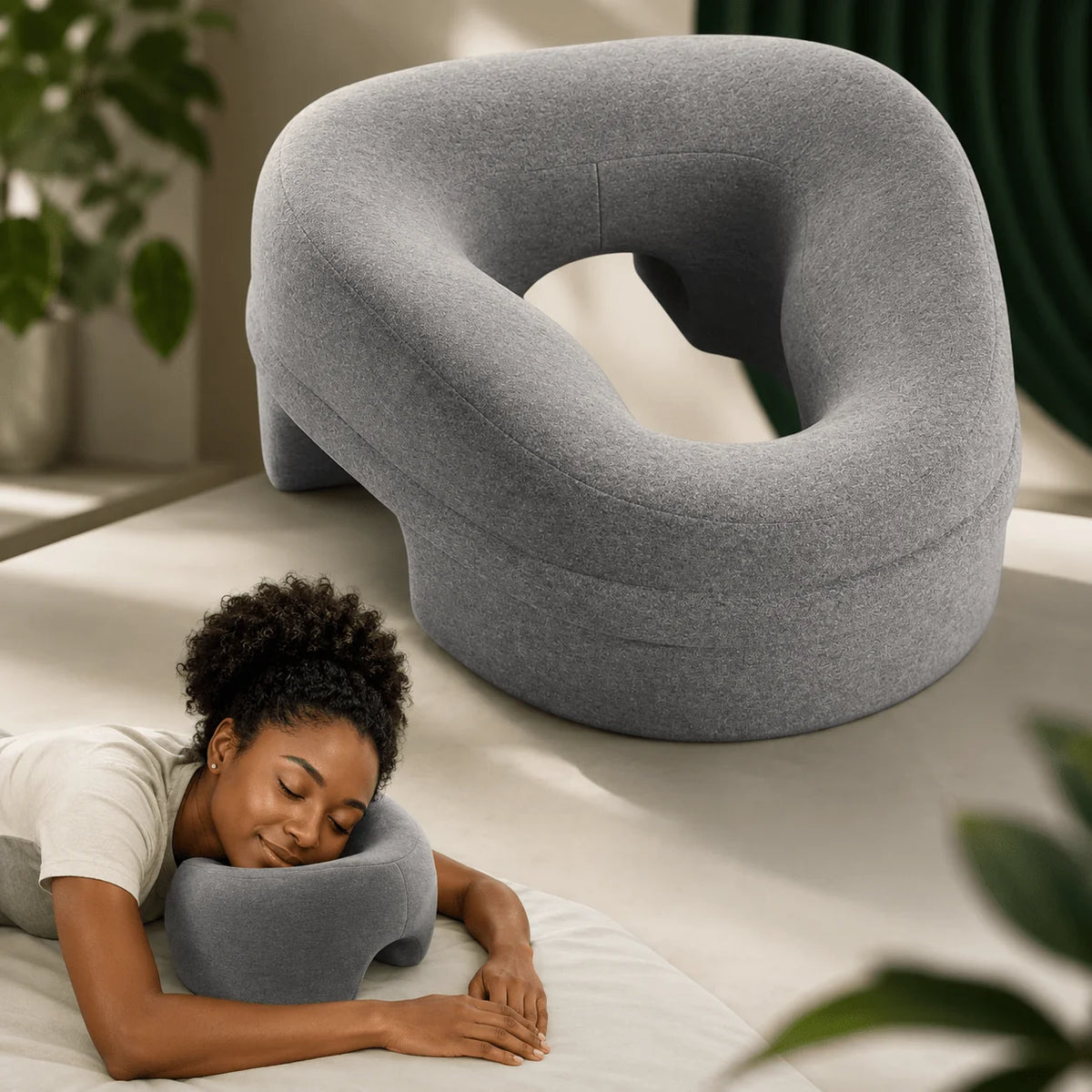 Prone Face Pillow Memory Foam Round Opening Removable Cover