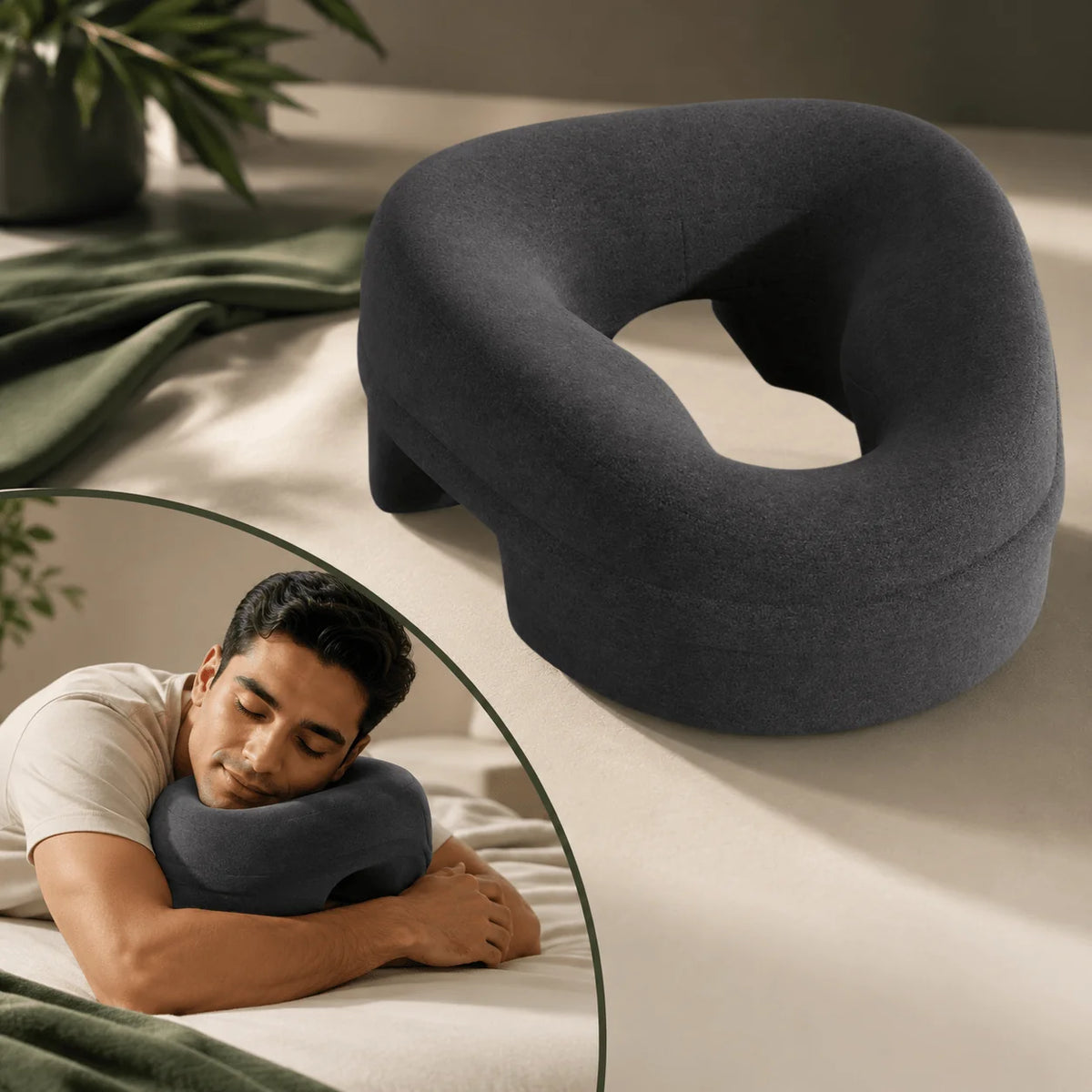 Prone Face Pillow Memory Foam Round Opening Removable Cover
