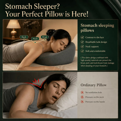 Prone Face Pillow Memory Foam Round Opening Removable Cover