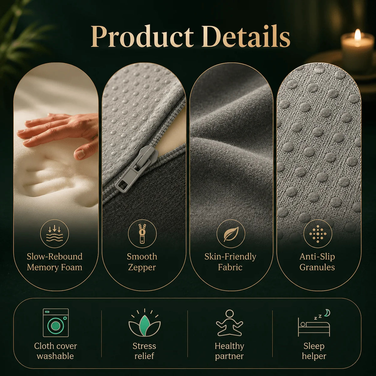 Prone Face Pillow Memory Foam Round Opening Removable Cover