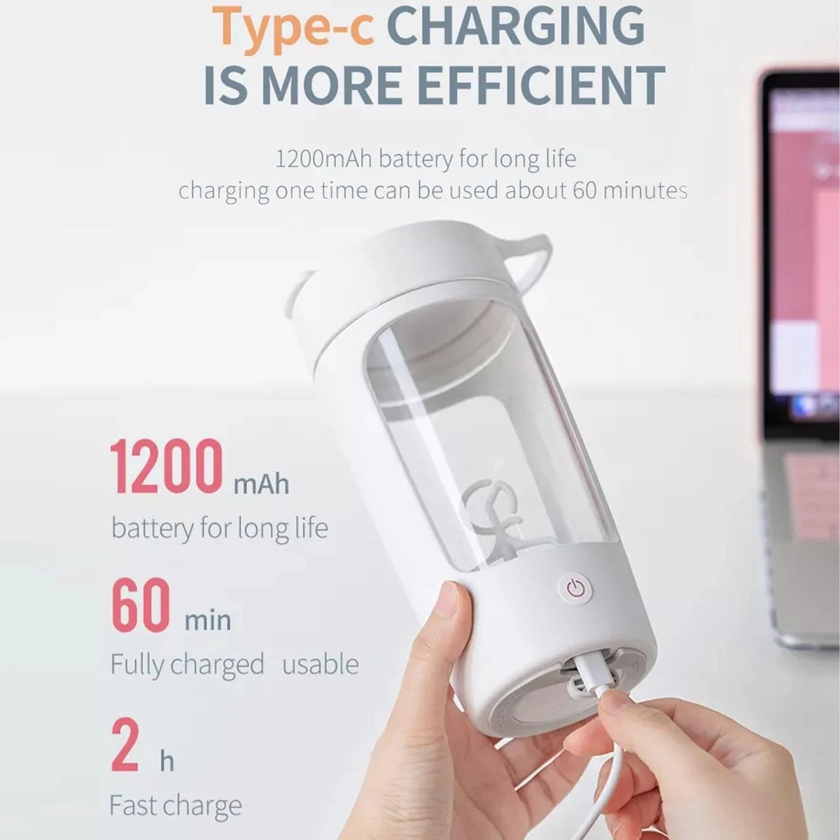 Protein Shaker Bottle Electric Self-Mixing Leakproof BPA-Free