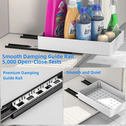 Pull-Out Cabinet Organizer Set of 3 Smooth-Glide Rails