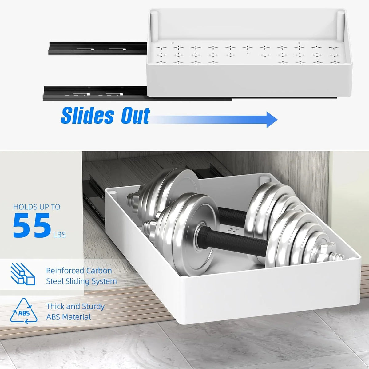 Pull-Out Cabinet Organizer Set of 3 Smooth-Glide Rails