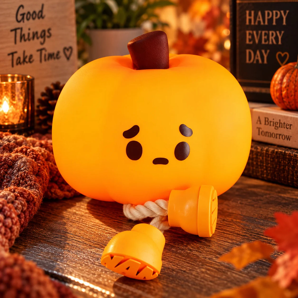 Pumpkin Mood Light Cordless Food-Grade Silicone Soft White Glow