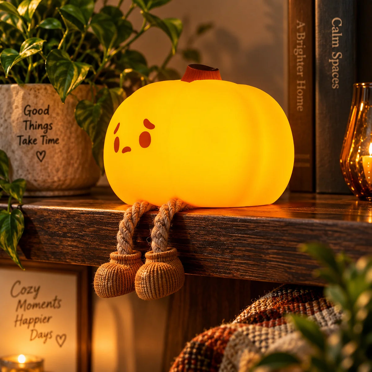 Pumpkin Mood Light Cordless Food-Grade Silicone Soft White Glow