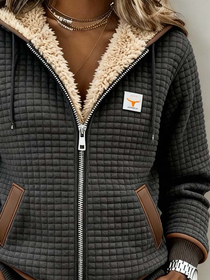 Quilted Fleece Jacket Ultra-Warm Lining & Windproof Cut