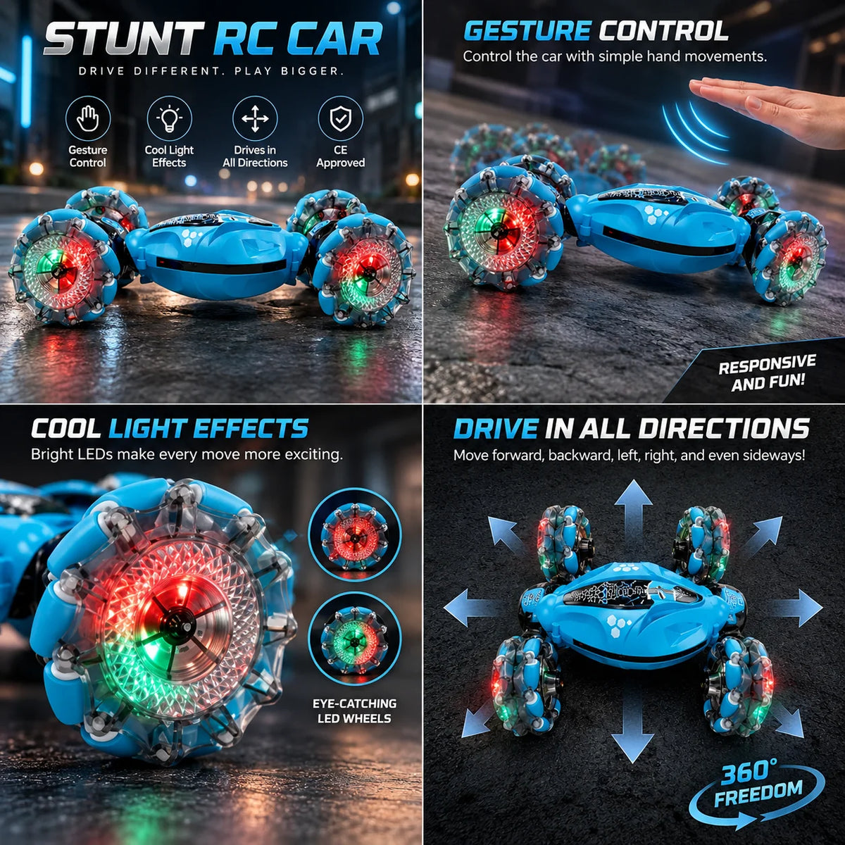 RC Stunt Car Gesture & Remote Control 360 Spins