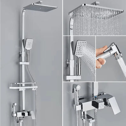 Rain Shower Set Adjustable Height & 4 Spray Functions