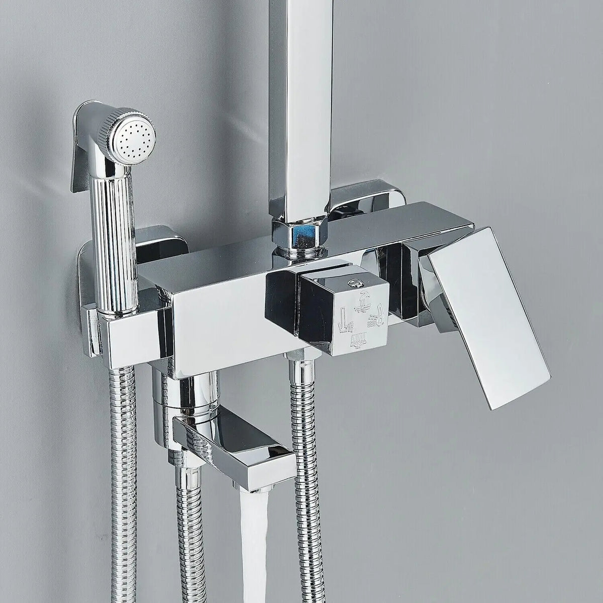Rain Shower Set Adjustable Height & 4 Spray Functions