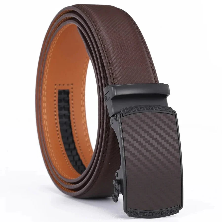 Ratchet Belt Leather Sliding Buckle Exact Fit