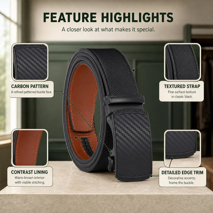 Ratchet Belt Leather Sliding Buckle Exact Fit