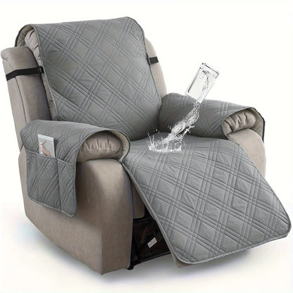 Recliner Cover Quilted Water-Resistant Non-Slip Side Pockets