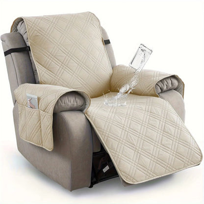 Recliner Cover Quilted Water-Resistant Non-Slip Side Pockets
