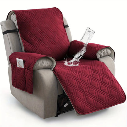 Recliner Cover Quilted Water-Resistant Non-Slip Side Pockets