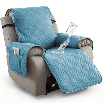 Recliner Cover Quilted Water-Resistant Non-Slip Side Pockets