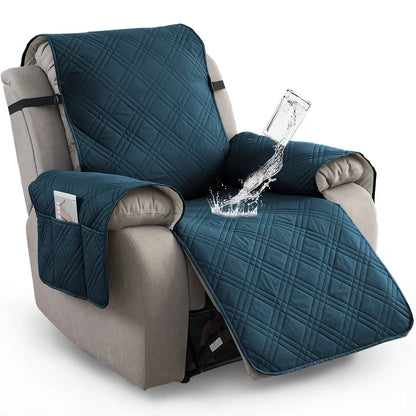 Recliner Cover Quilted Water-Resistant Non-Slip Side Pockets