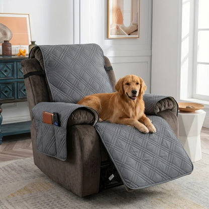 Recliner Cover Quilted Water-Resistant Non-Slip Side Pockets