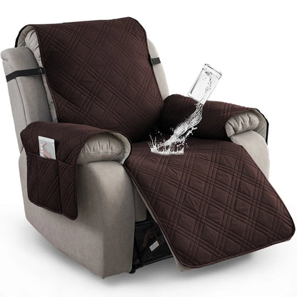 Recliner Cover Quilted Water-Resistant Non-Slip Side Pockets