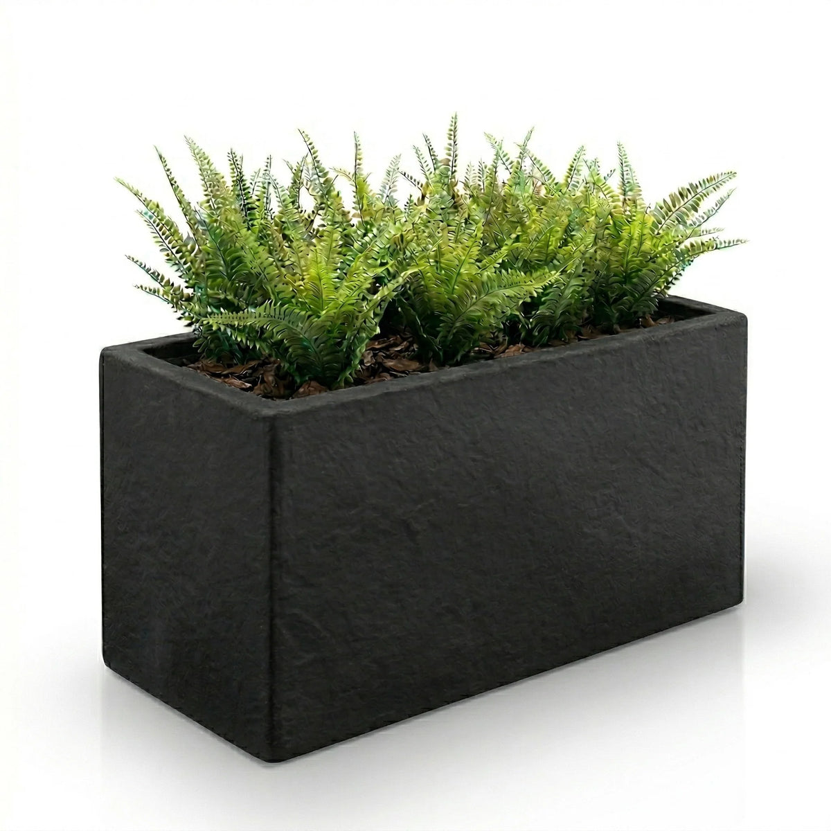 Rectangular Planter Box Faux Concrete Fiberglass Drainage Holes