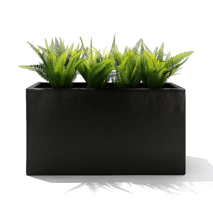 Rectangular Planter Box Faux Concrete Fiberglass Drainage Holes