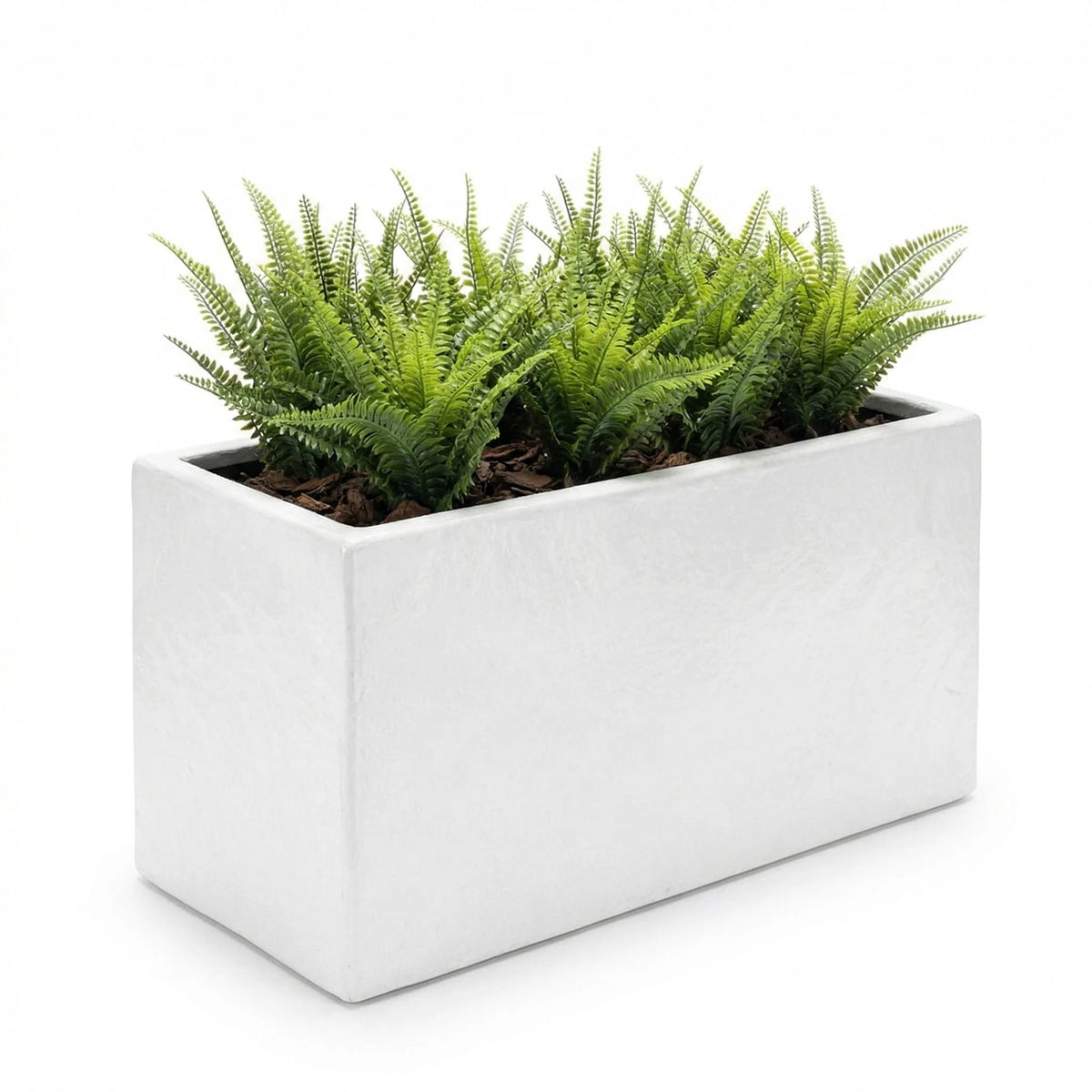 Rectangular Planter Box Faux Concrete Fiberglass Drainage Holes