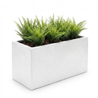 Rectangular Planter Box Faux Concrete Fiberglass Drainage Holes