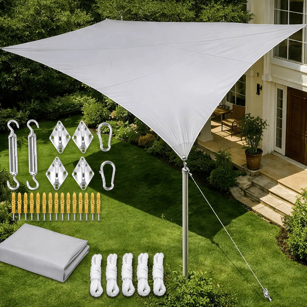 Rectangular Sun Shade Sail Waterproof UV Protection Polyester Fabric