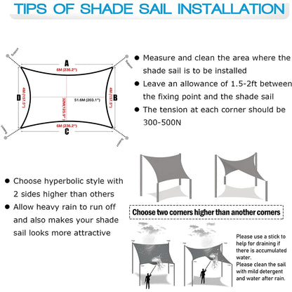 Rectangular Sun Shade Sail Waterproof UV Protection Polyester Fabric
