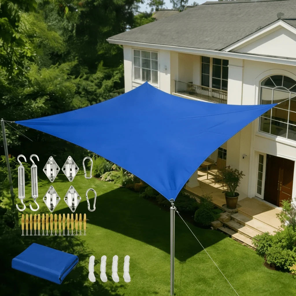 Rectangular Sun Shade Sail Waterproof UV Protection Polyester Fabric