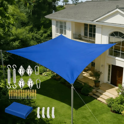Rectangular Sun Shade Sail Waterproof UV Protection Polyester Fabric